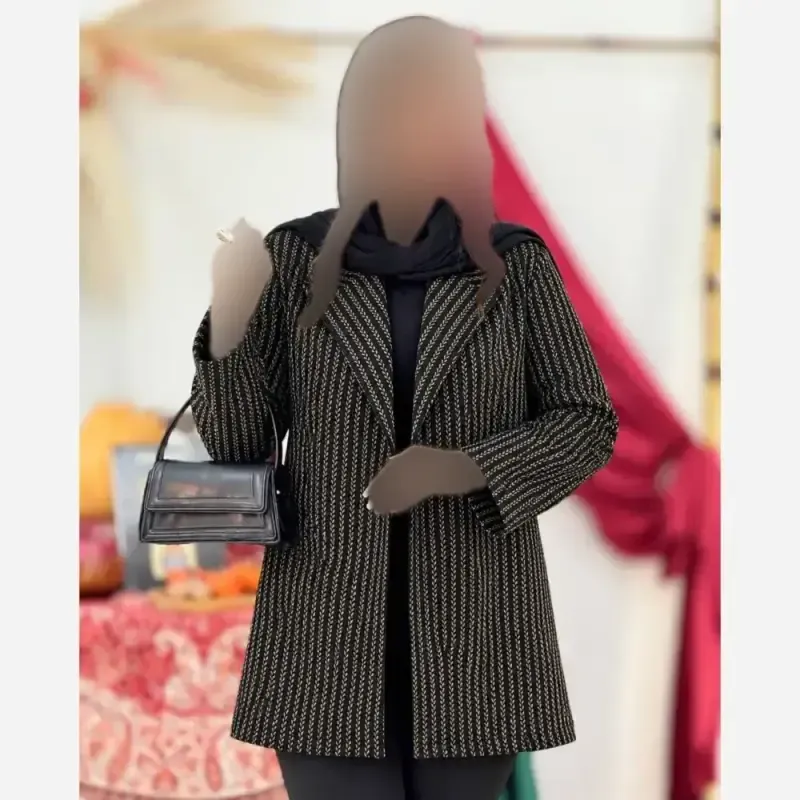 کت تک پاییزه مدل آلما جنس توییت گندمی فری سایز - تصویر 2