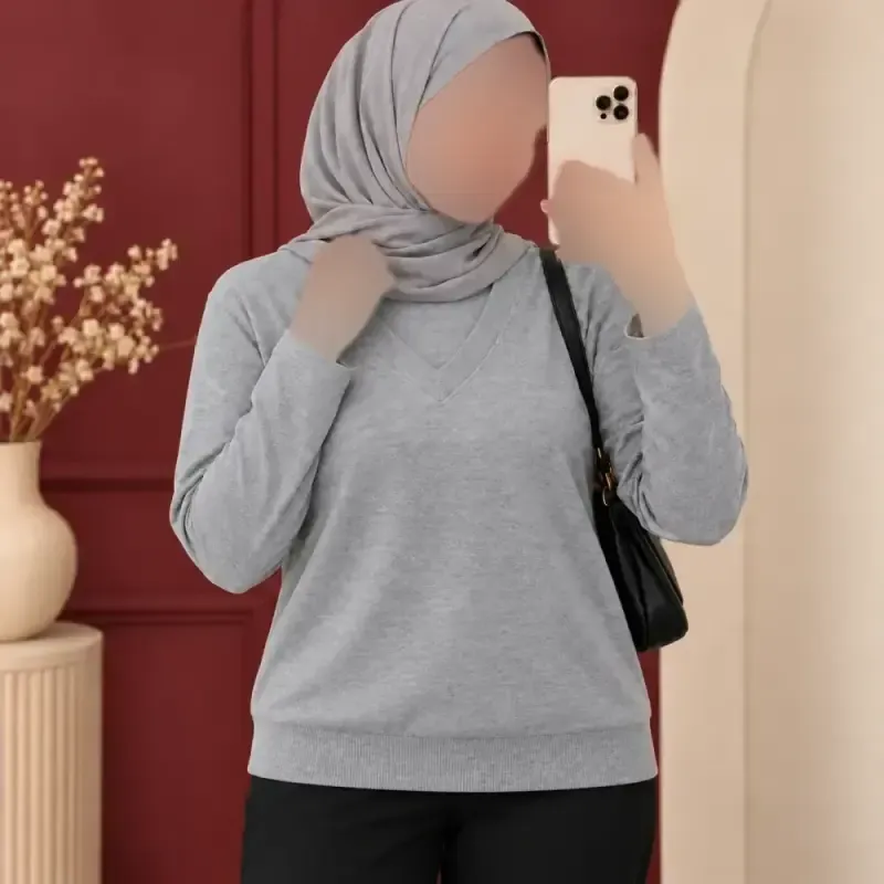 بلوز زنانه بافت یقه هفت وارداتی فری سایز - تصویر 4