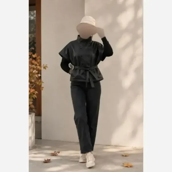 وست چرم زنانه مدل نیکی جنس چرم وارداتی فری سایز
