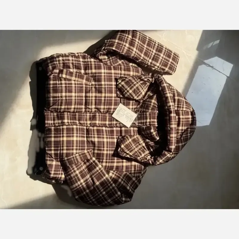 کاپشن وارداتی چهارخونه پشمدار کلاهدار سایز M تا 2XL - تصویر 6