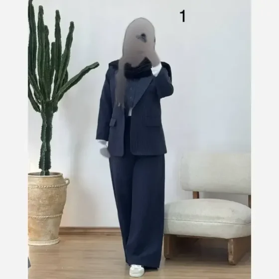 ست سه تیکه دیپلمات پرشیا مدل آسو رنگ مشکی سرمه ای طوسی