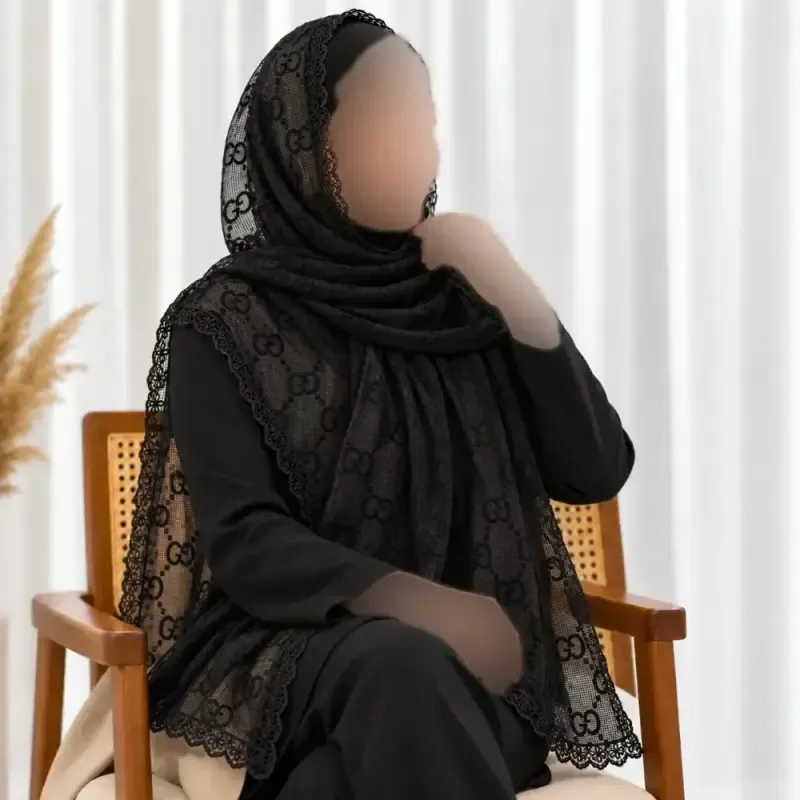 شال توری طرحدار نخی مناسب روزمره قواره 185 در 51 سانتی متر - تصویر 4