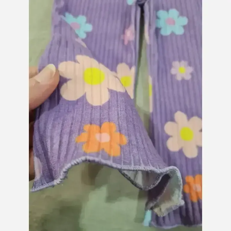 ست پاییزه دخترانه نوزادی بلوز و شلوار پنبه کبریتی سایز 6 ماه تا 1.5 سال رنگ بنفش و کرم - تصویر 4
