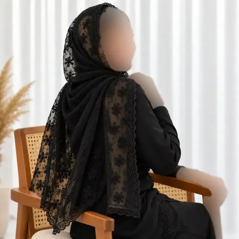 شال توری طرحدار نخی مناسب روزمره قواره 185 در 51 سانتی متر - تصویر 3