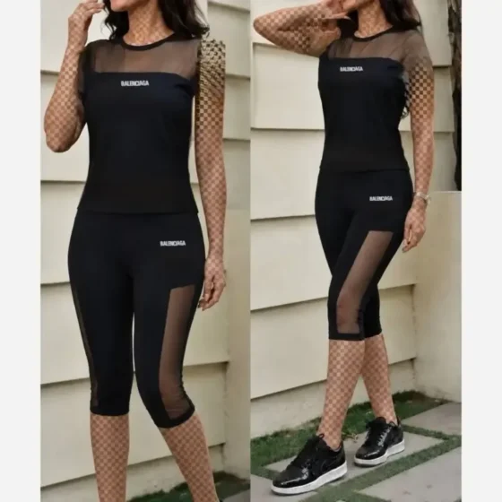 ست تاپ شلوارک ورزشی بالنسیگا جنس فلامنت و تور
