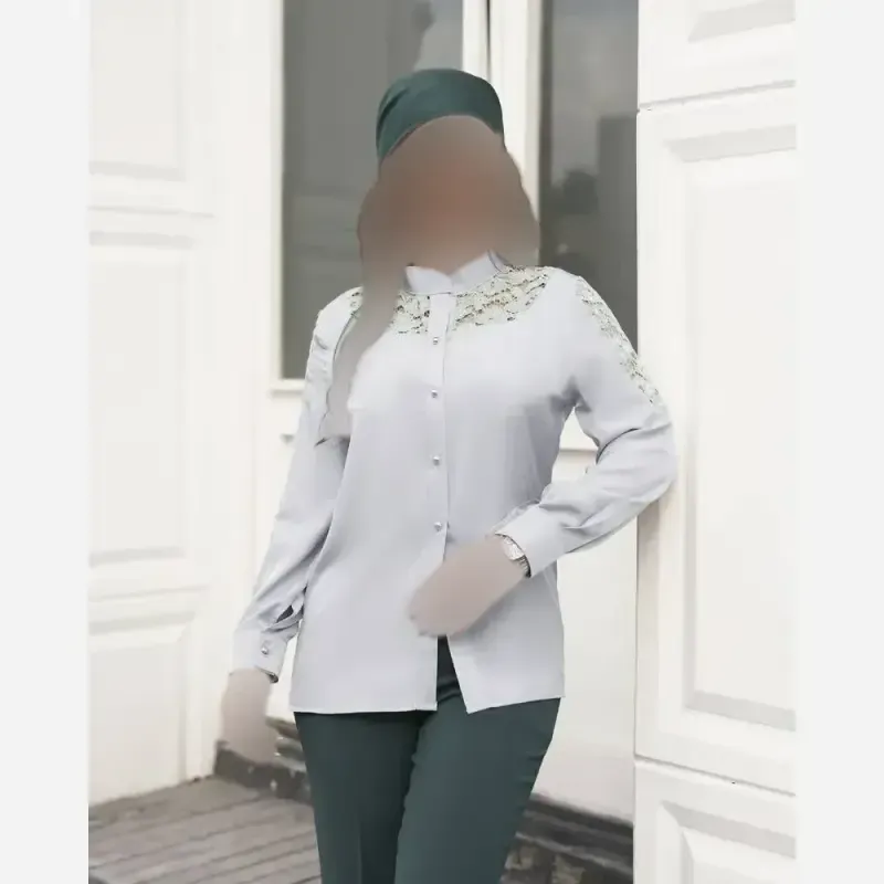 شومیز زنانه الیزه لیوسل خرجکار گیپور مدل لیوسا - تصویر 5