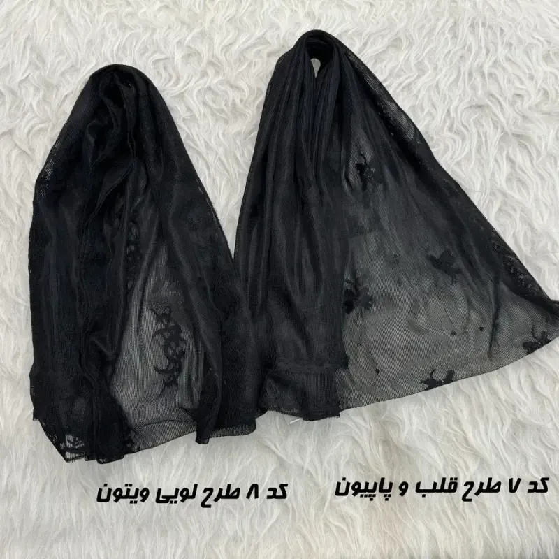 شال توری طرحدار نخی مناسب روزمره قواره 185 در 51 سانتی متر - تصویر 2